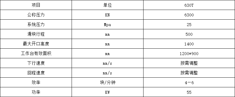 630噸牛羊舔磚液壓機參數